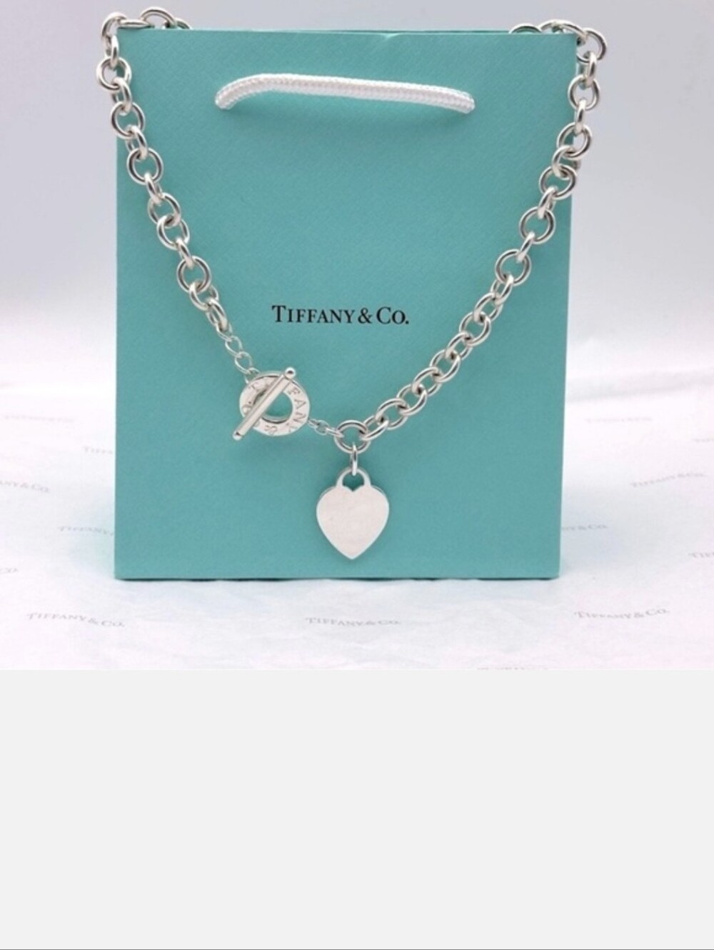 Auth Tiffany & Co. Heart Tag Necklace Sterling Silver 925 Gift Pouch & Box